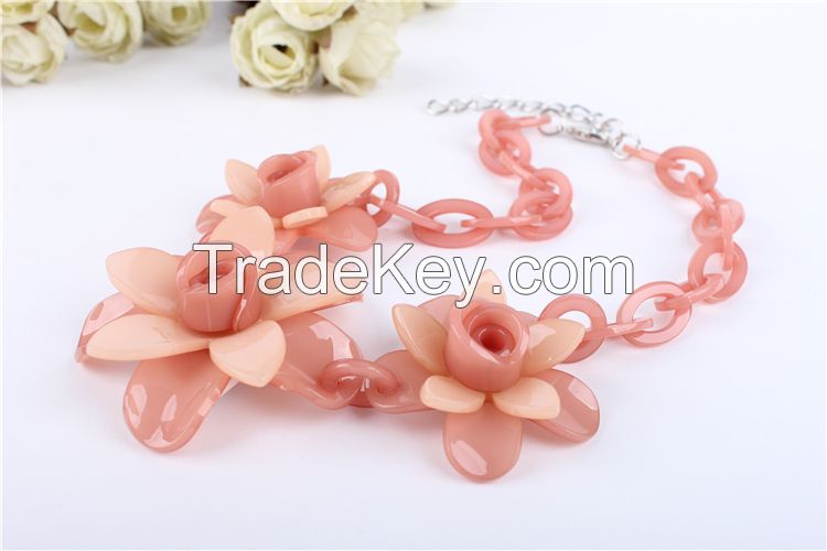 Wholesale Fashionable Flower Necklace,Acrylic Necklace 2016