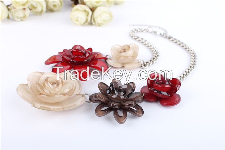 Italy Style Fashion Jewelry Flower Necklace, Acrylic Necklace Jewelry