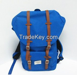 Navy blue Backpack PU leather Travel bag Schoolbag