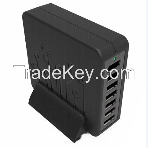 60W 12A 7 Ports USB Wall Desktop Charging Station Quick Charge