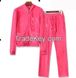 wholesale fitness clothing custom velour tracksuits/women cheap velour