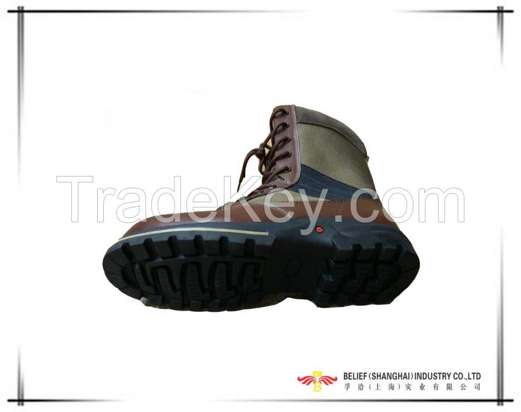 Brown Leather Safety Military Boots