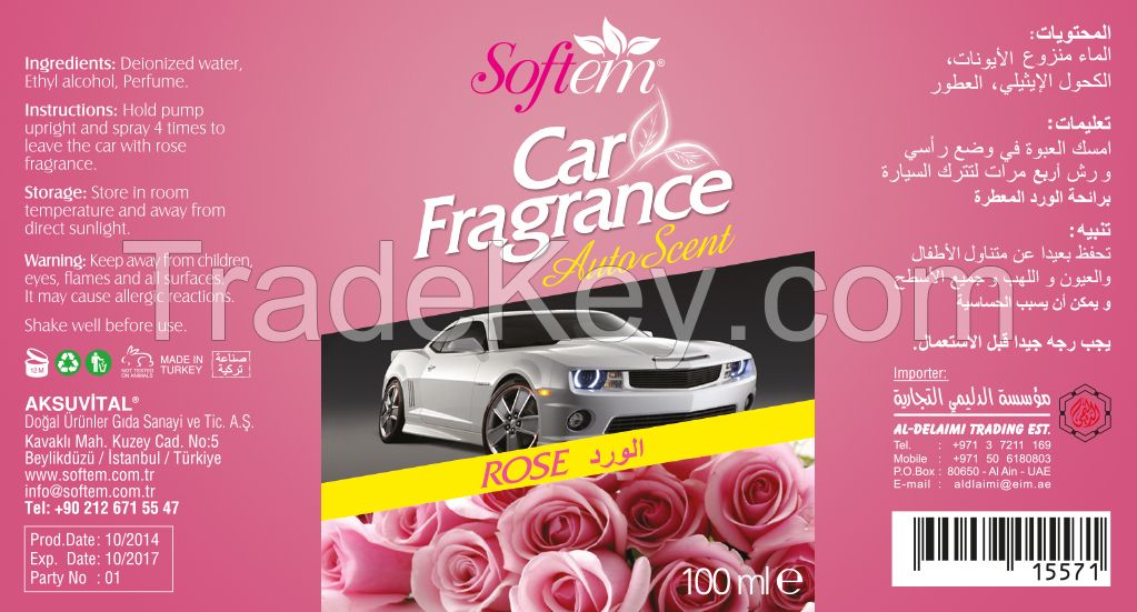 Air Freshener for Car / Auto Scent with Rose Oil / Spray Car Air Freshener