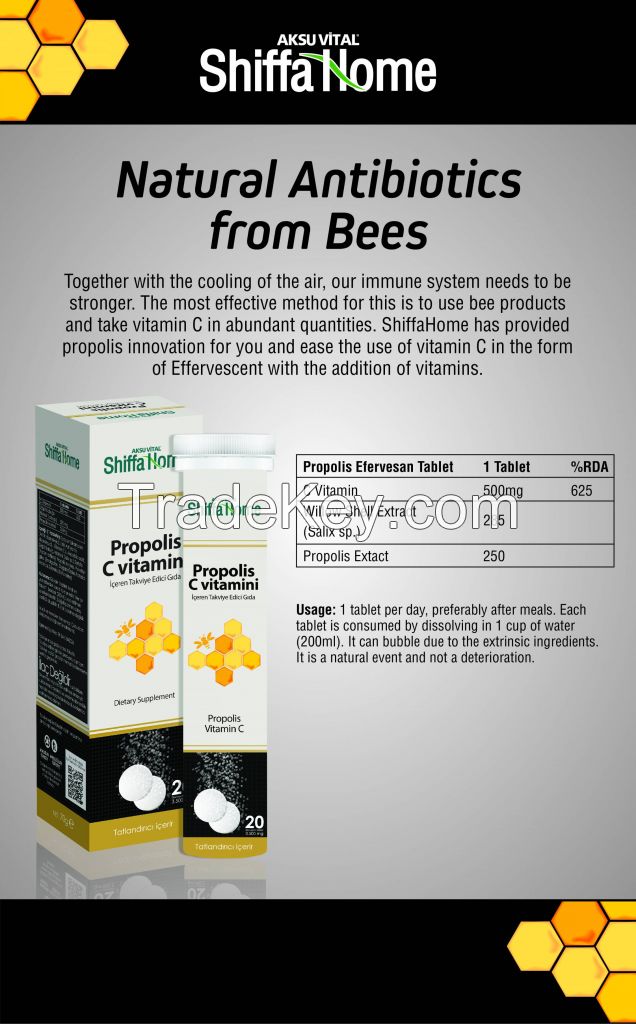 Vitamin C Effervescent Tablet with Propolis Vitamin Supplement