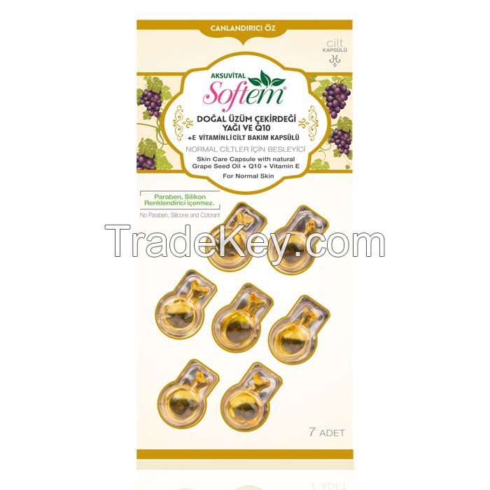 Herbal Face Capsule Natural Skin Glowing Capsule Vitamin E / Coenzyme Q 10 / Grape Seed Oil