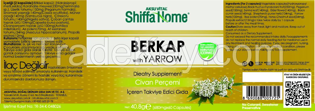 BERKAP Capsule for Hemorrhoid Treatment Best Strong Capsules for Men Yarrow Herb Extract