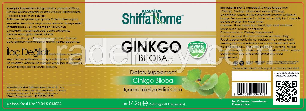 Ginkgo Biloba Extract Capsule Biologically Active Food Supplements