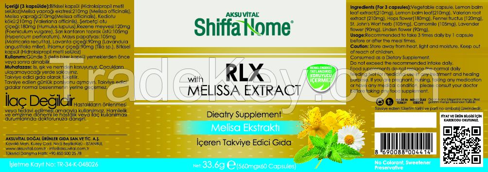 Herbal Anti Depressant Anti Stress Product RLX Relax Melissa Extract Soft Capsule Herbal Food Supplement