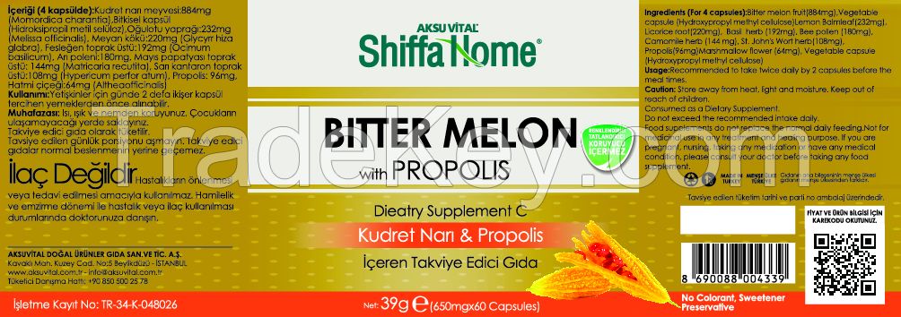 Bitter Melon Extract Capsule with Propolis Herbal Medicine for Diabetes Nutrition Supplement