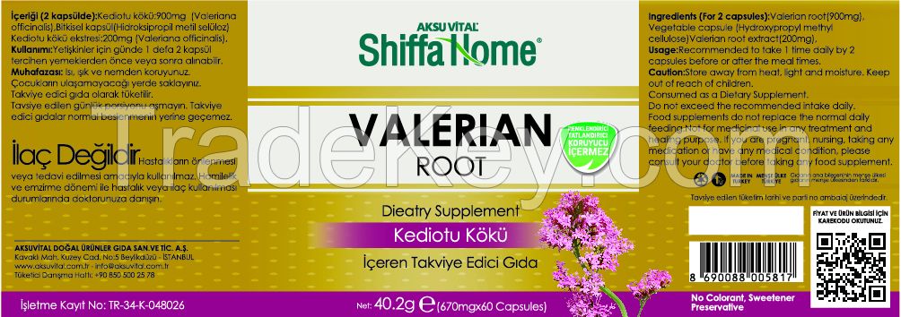 Valerian Root Extract Capsule Nutritional Food Supplement GMP Approved Shiffa Home Brand Herbal Sleeping Pill