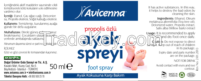 AVICENNA Foot Spray Natural Herbal Anti Fungus Foot Spray