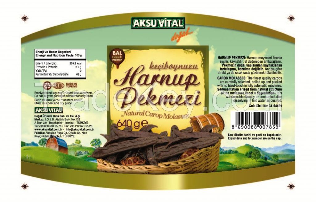 Carob Harnup Syrup Pekmez 645 gr Glass Jar Carob Concentrate for Blood Deficiency Natural Food Beverage.