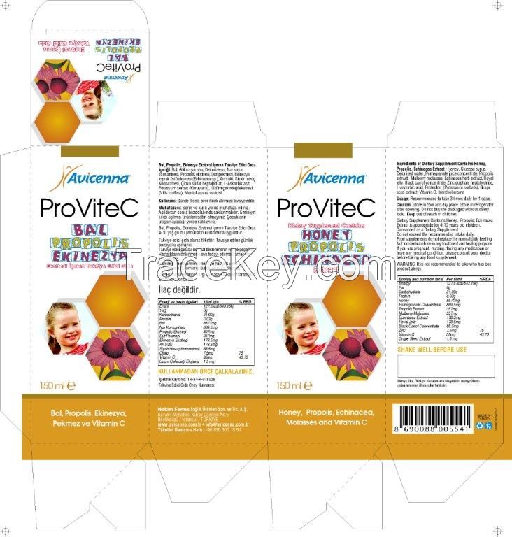 PROVITEC Cold Flu Cough Syrup Honey Propolis Echinacea Vitamin Complex