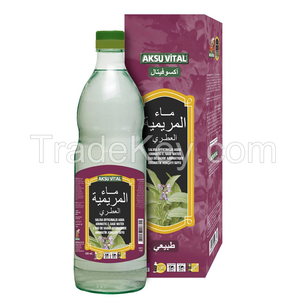 Aromatic Sage Water 500 ml Glass Bottle Natural Floral Health Drink