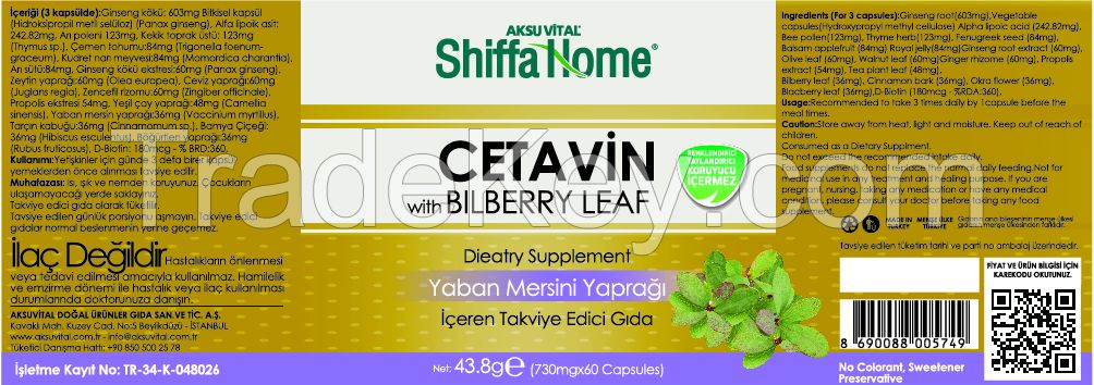 CETAVIN Capsule Bilberry Leaf Extract Food Supplement for Diabet
