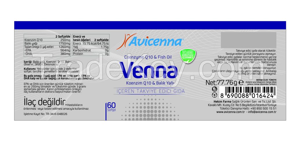 VENNA Softgel Coenzyme Q10 Anti Aging Softgel with Fish Oil Blister Pack