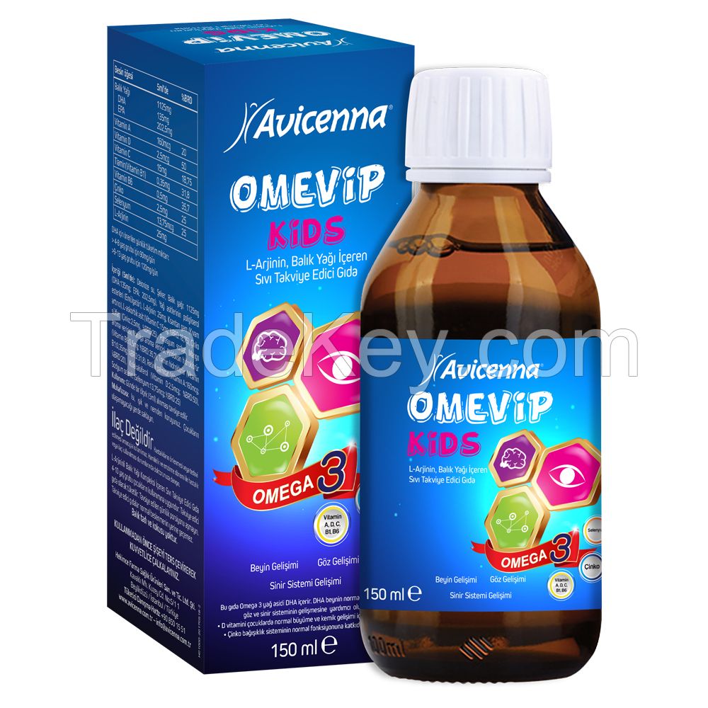 Honey Omega 3 Fish Oil Vitamin A Palmitate Syrup with  L-Arginine Mixed Fruit