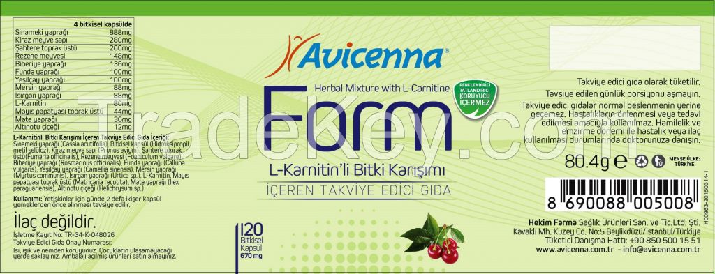 Avicenna Form 60 L Carnitine Healthy Weight Loss Dietary Supplement