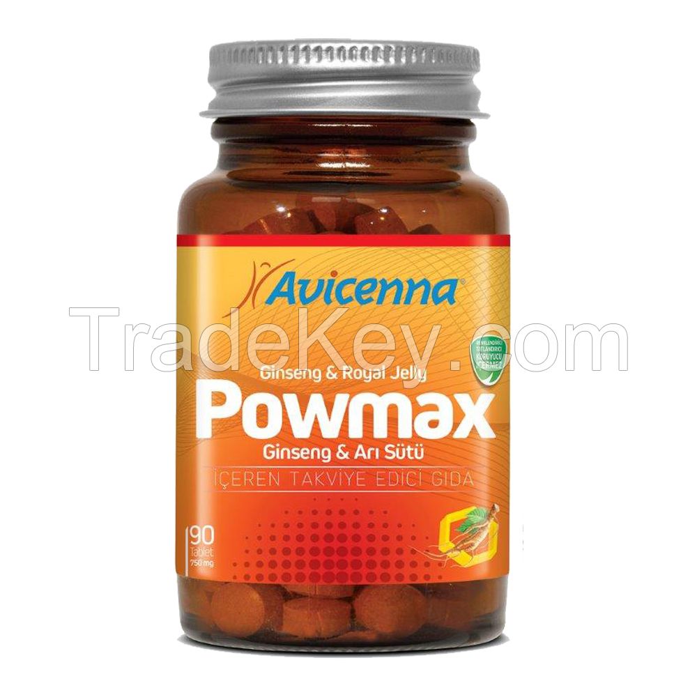 POWMAX 90 Natural Anti Fatigue Tablets Ginseng Root / Royal Jelly / Bee Pollen / Rosehip/ Vitamin C Supplement