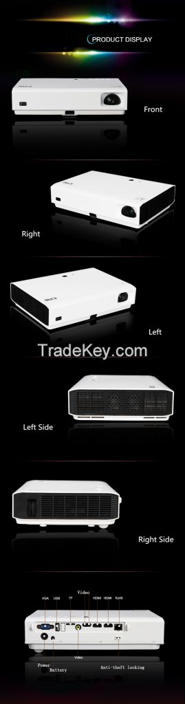 4K Blue-ray 3D USB VGA digital dpl led projector with HDMI &amp; home cinema speaker, dlp panel, image zoom system