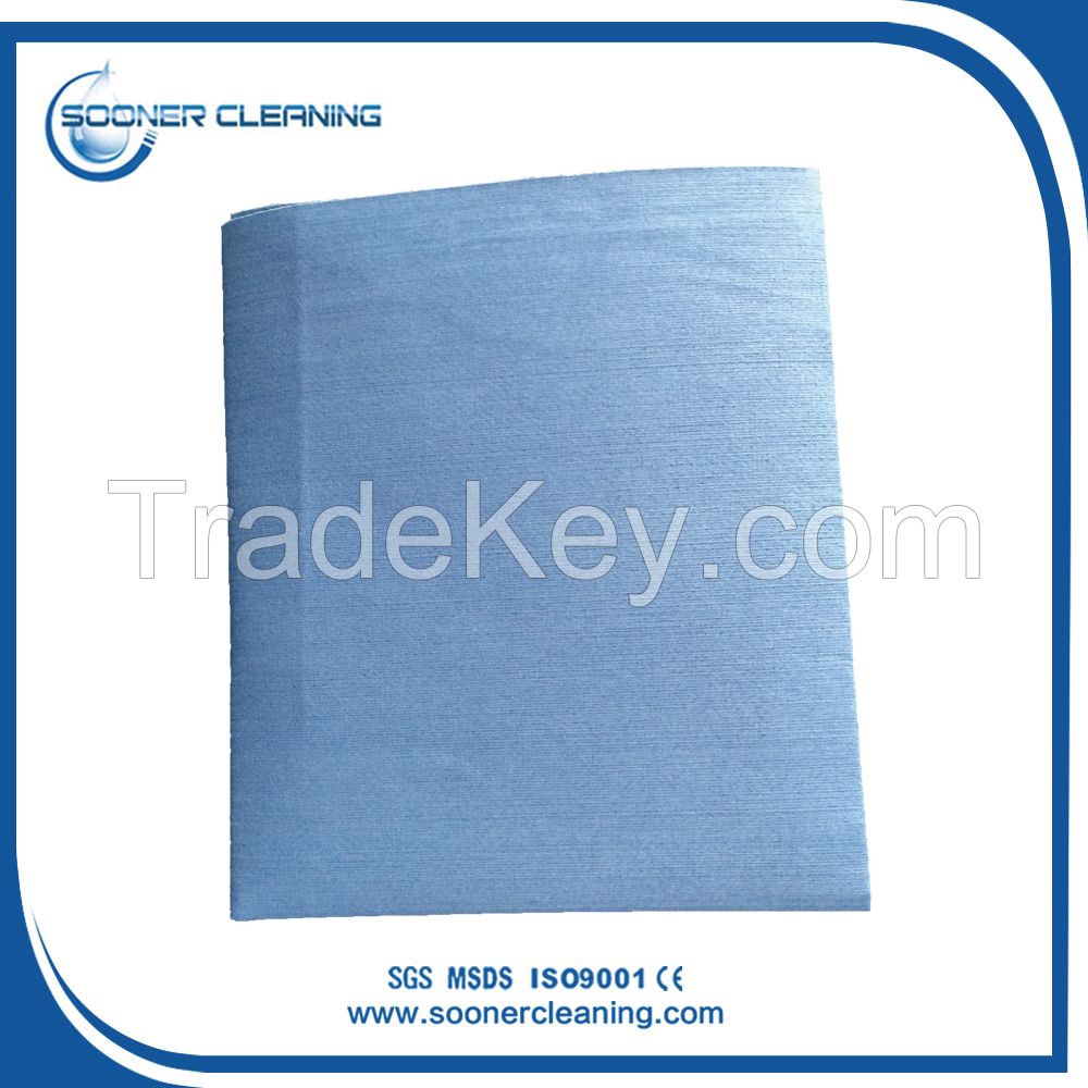 creped woodpulp polyester nonwoven wiper for industrial clean