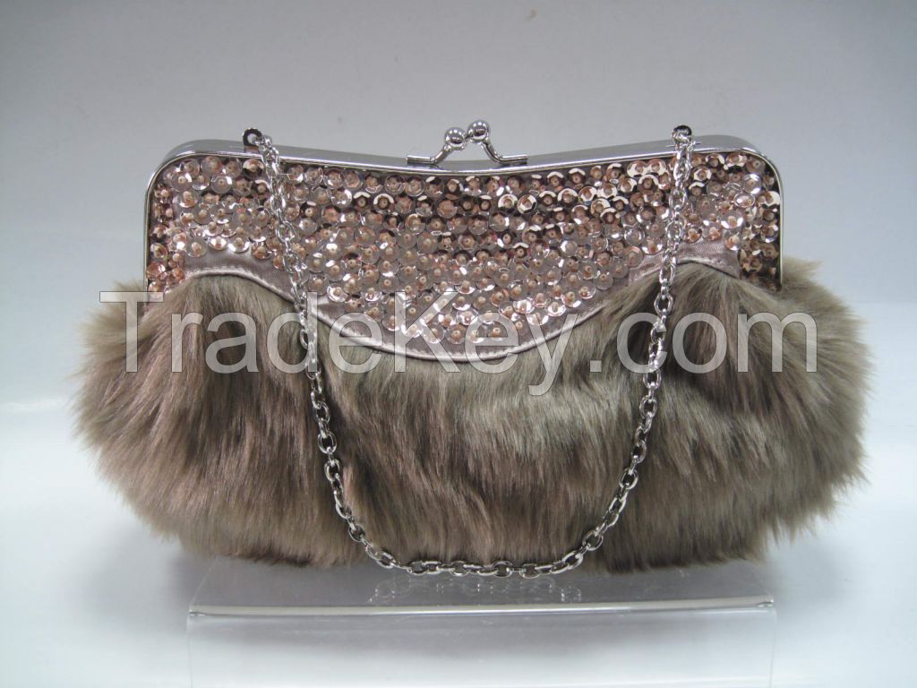 Ladies Winter fur fabric handbag for sale