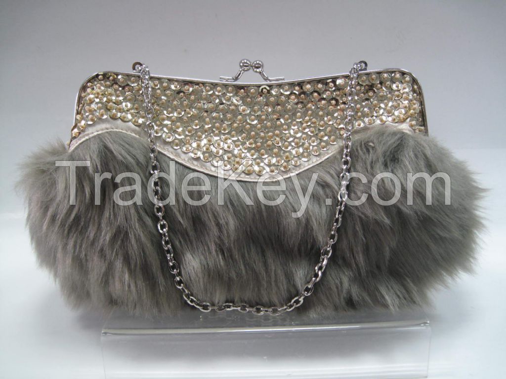 Ladies Winter fur fabric handbag for sale