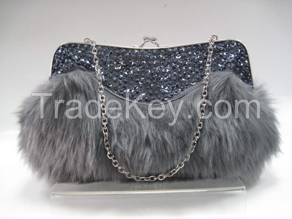 Ladies Winter fur fabric handbag for sale