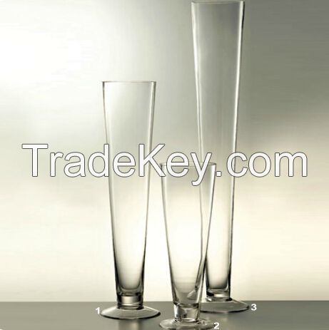 High transparent hand blown square glass vase for wedding decoration