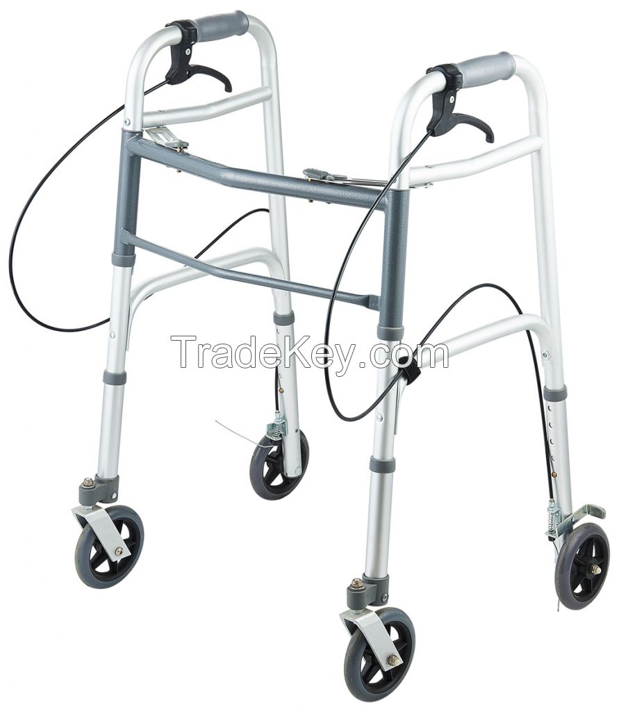 Folding Walker With Swviel Wheels And Brake