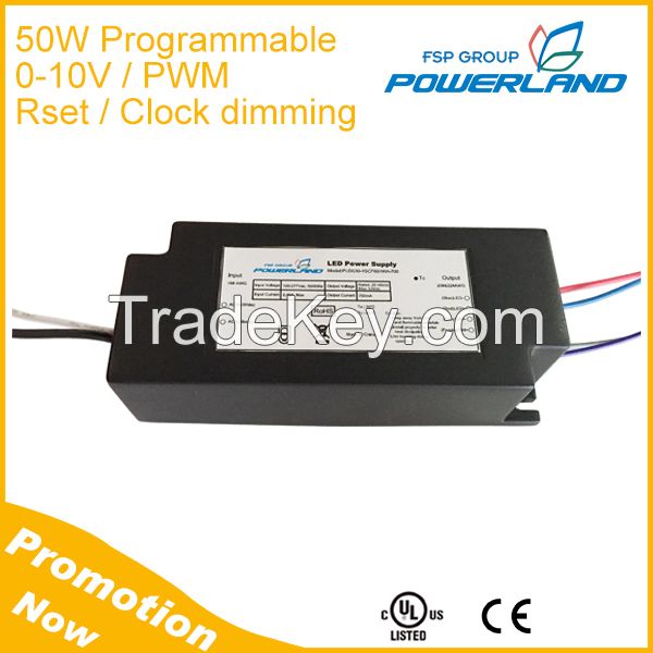 50W Programmable 0-10V/PWM Clock Dimming Led Driver