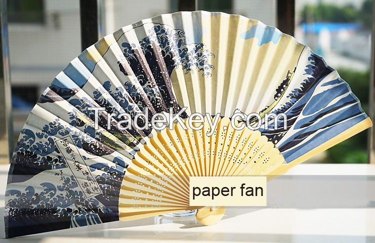 paper bamboo fan, hand made paper han,
