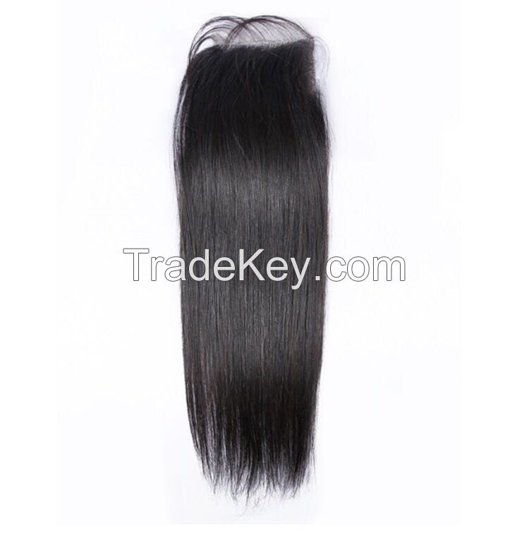 Huam virgin hair weave Closure 16'' Silky Straight lace closure 4*4inch