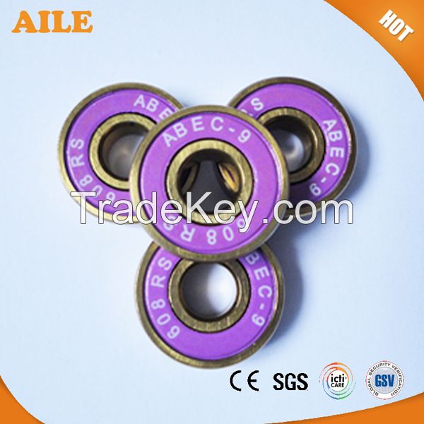 Free Shipping ABEC 9 High Performance High Speed Golden Color 608rs Bearing