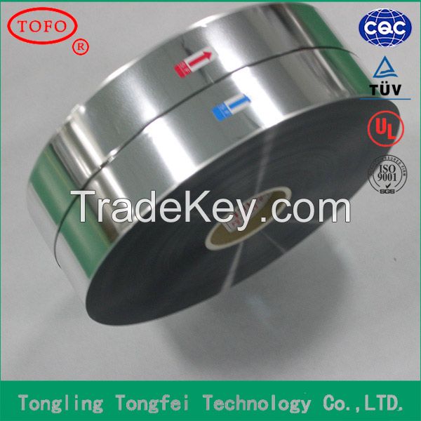 5 micron 75mm Zn-Al alloy metallized polypropylene film with heavy edge