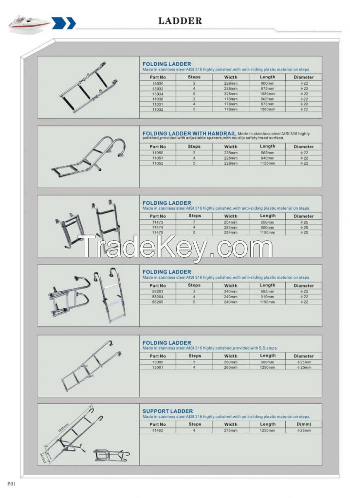 2/3/4 Steps Telescoping Stainless Steel Boat Ladder Information