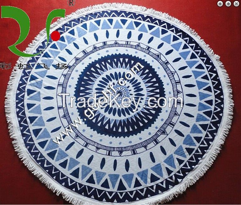 large round reactive printed beach towels