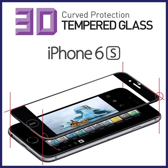 3D Forming Tempered Glass Screen Protector For iPhone 6S (Full Cover / Edge To Edge)