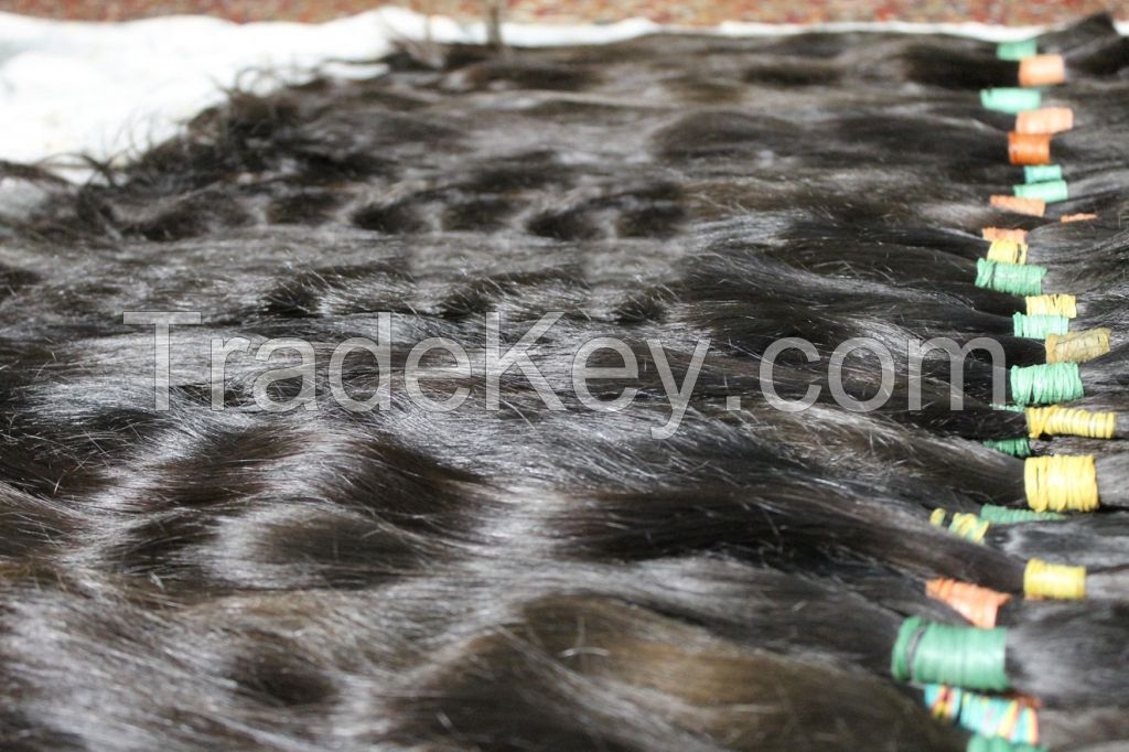 Euro style straight dark natural virgin human hair ponytails