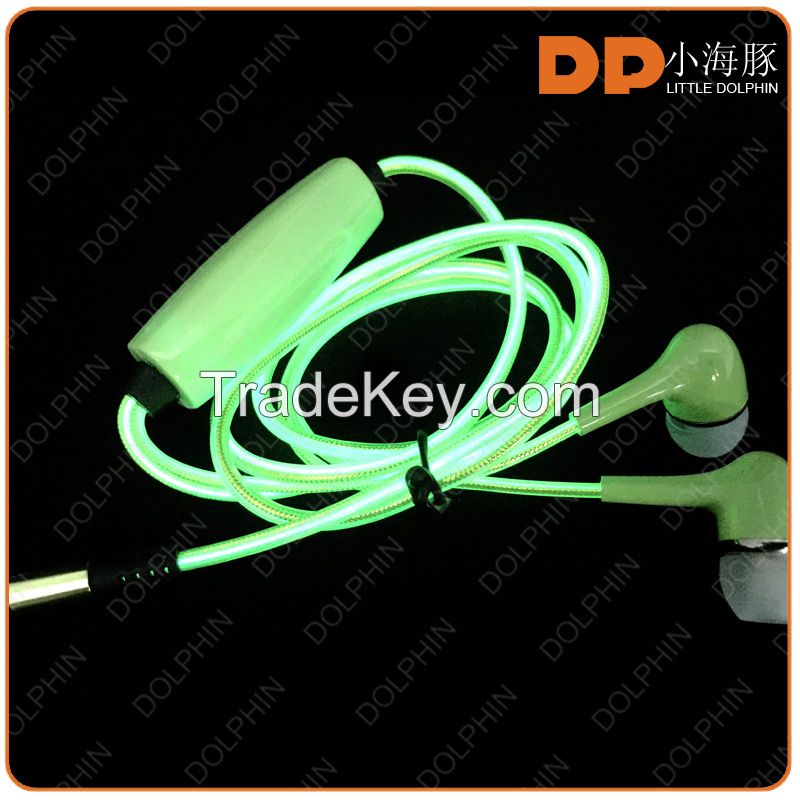 Factory in Stock Promotional Glow EL Light Earphone for Iphone5/ Iphone6