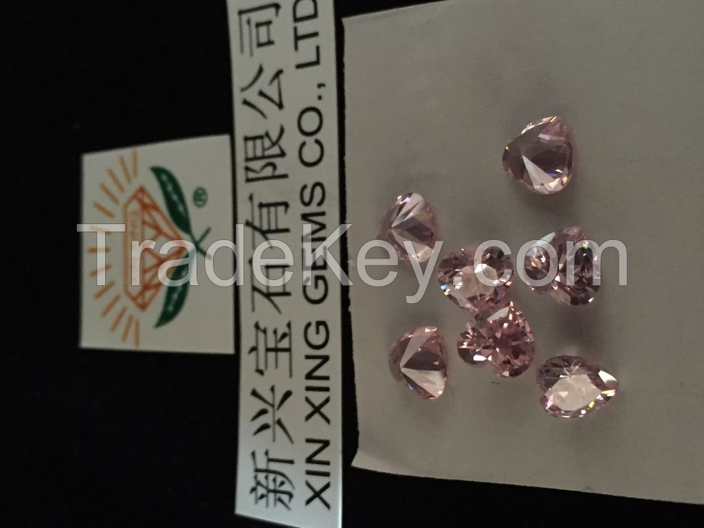 cubic zirconia pink heart cut fancy cut