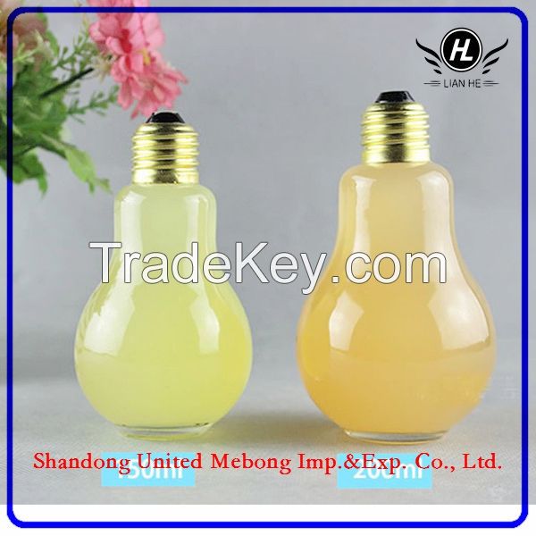 Wholesale 100ml 200ml bulb shape glass bottle for beverage drinking