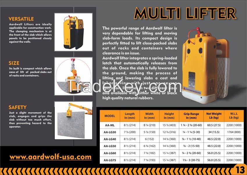 AARDWOLF Multi Lifter - lifting tools, moving stone marble granite