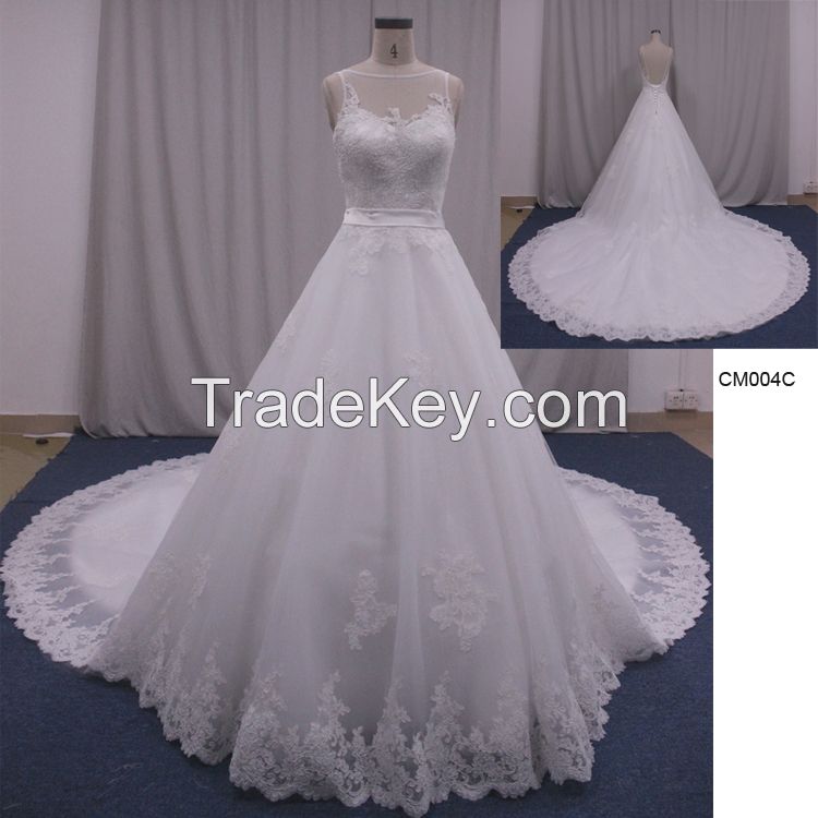 robe de mariage romantic  applique pearls tulle wedding dress