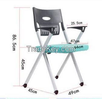 Stackable And Moveable Office Chairs With Foldable Seat And Writing Pad