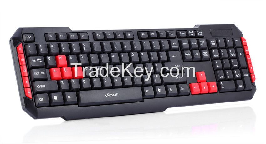 Wired USB or PS/2 Multimedia Keyboard, 10 Hot Keys on Both Sides and Water-resistant Keypad