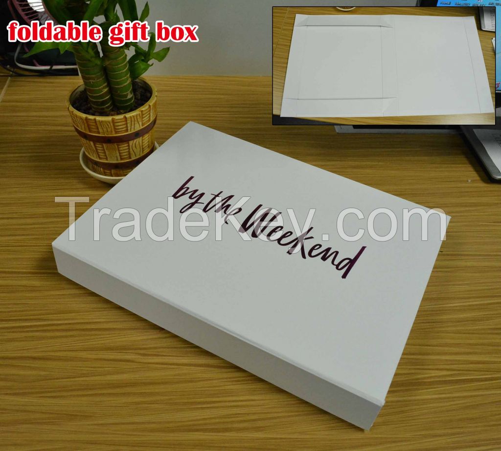 White Folding Foldable Gift Box Packaging with Logo