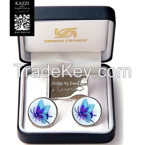 Money Clip Golf Ball Marker Set With Mother Of Pearl Peacock Design , Korean Traditional Handicraft Gift