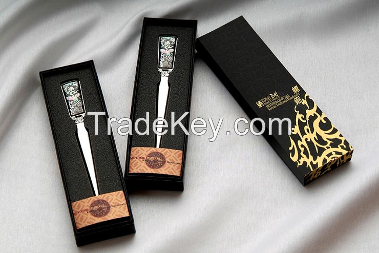 Inlaid With Mother Of Pearl Paper Knife Crane And Cloud Design , Korean Best Mother Of Pearl Handmade