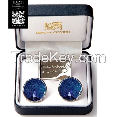 Money Clip Golf Ball Marker Set With Mother Of Pearl Peacock Design , Korean Traditional Handicraft Gift